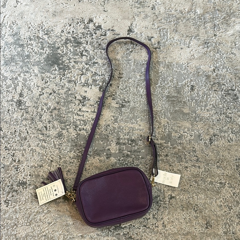 Purple Leather Crossbody Bag